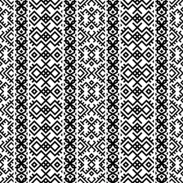Ikat Aztec ethnic seamless pattern design in black and white color. Ethnic Il Stock Illustration