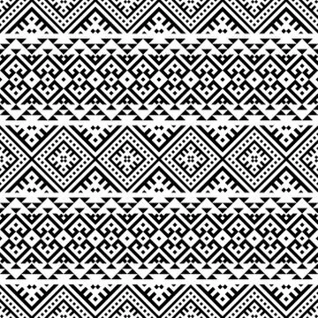 Ikat Ethnic Aztec Pattern Illustration Design in black and white color Stock Illustration