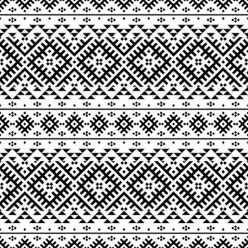 Ikat Ethnic Aztec Pattern Illustration Design in black and white color Stock Illustration