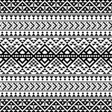 Ikat Ethnic Aztec Pattern Illustration Design in black and white color Stock Illustration