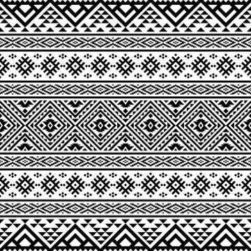 Ikat Ethnic Aztec Pattern Illustration Design in black and white color Stock Illustration