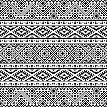 Ikat Ethnic Aztec Pattern Illustration Design in black and white color Stock Illustration