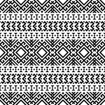 Ikat Ethnic Aztec Pattern Illustration Design in black and white color Stock Illustration