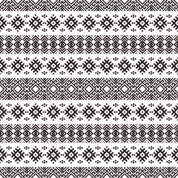 Ikat Ethnic Aztec Pattern Illustration Design in black and white color Stock Illustration