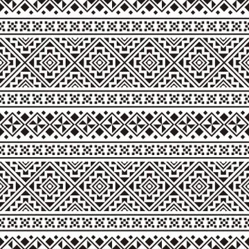 Ikat Ethnic Aztec Pattern Illustration Design in black and white color Stock Illustration