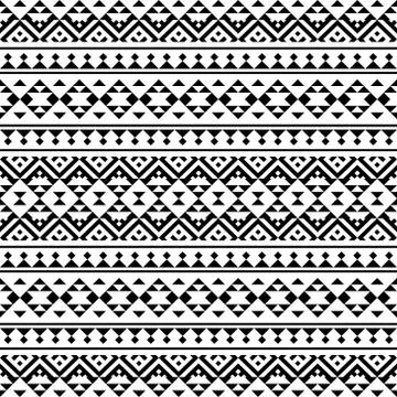 Ikat Ethnic Aztec Pattern Illustration Design in black and white color Stock Illustration