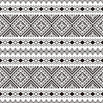 Ikat Ethnic Aztec Pattern Illustration Design in black and white color Stock Illustration