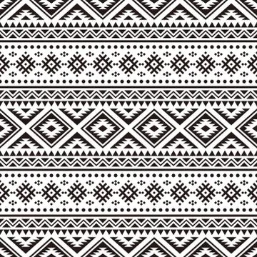 Ikat Ethnic Aztec Pattern Illustration Design in black and white color Stock Illustration