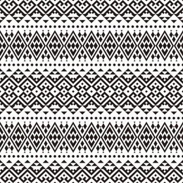 Ikat Ethnic Aztec Pattern Illustration Design in black and white color Illustrazione stock