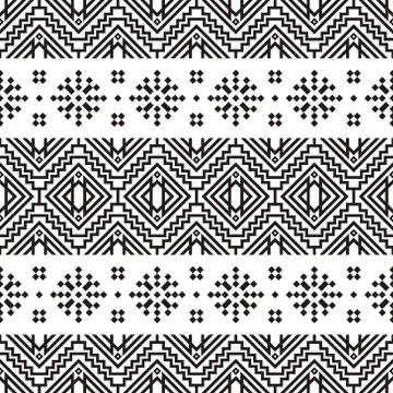 Ikat Ethnic Aztec Pattern Illustration Design in black and white color Stock Illustration