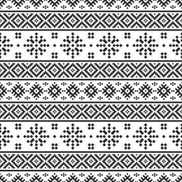 Ikat ethnic pattern vector black white color. Tribal Design Stock Illustration