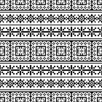 Ikat ethnic pattern vector black white color. Aztec design boho rug, fabric Stock Illustration