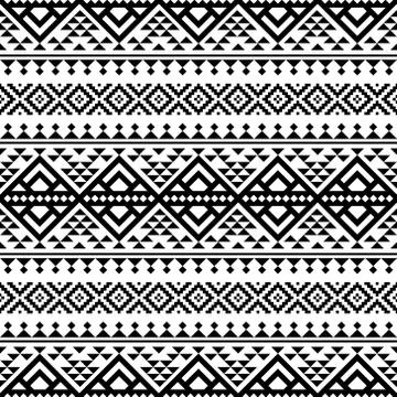 Ikat ethnic pattern vector black white color Stock Illustration