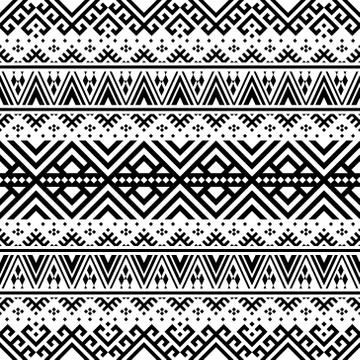 Ikat ethnic pattern vector black white color. Tribal Pattern. Aztec design Stock Illustration