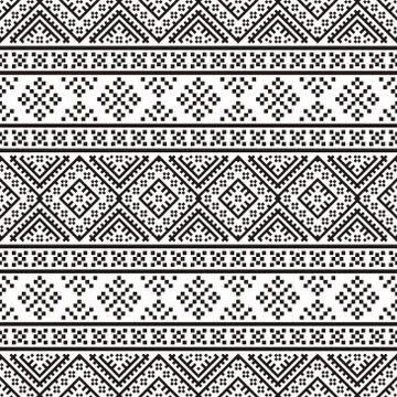 Ikat ethnic pattern vector in black and white color Stock Illustration