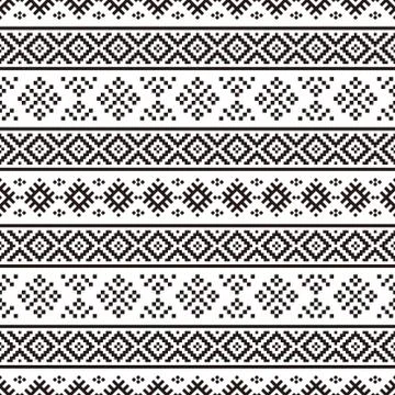 Ikat ethnic pattern vector in black and white color Stock Illustration