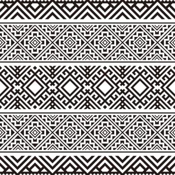 Ikat ethnic pattern vector in black and white color Stock Illustration