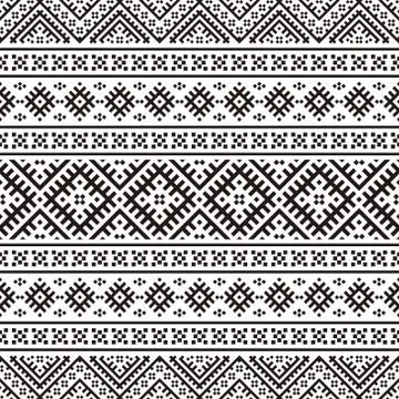 Ikat ethnic pattern vector in black and white color Stock Illustration