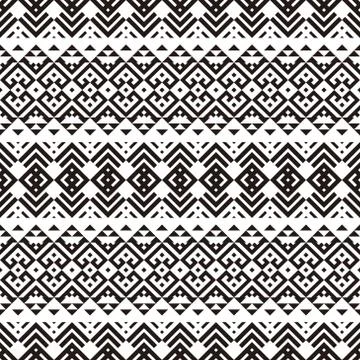 Ikat ethnic pattern vector in black and white color Stock Illustration
