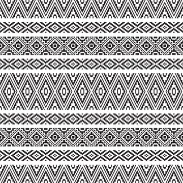 Ikat ethnic pattern vector black white color. Tribal Pattern Stock Illustration