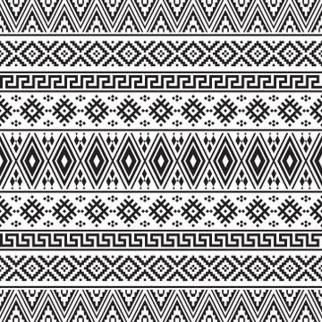 Ikat ethnic pattern vector black white color. Tribal Pattern Illustrazione stock
