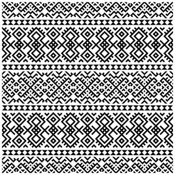 Ikat ethnic pattern vector in black and white color Stock Illustration