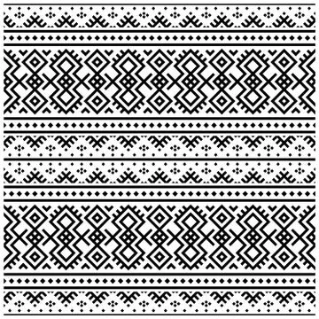 Ikat ethnic pattern vector in black and white color Stock Illustration