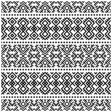 Ikat ethnic pattern vector in black and white color Stock Illustration