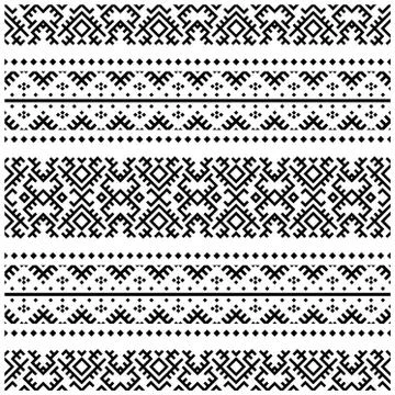 Ikat ethnic pattern vector in black and white color Stock Illustration