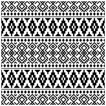 Ikat ethnic pattern vector in black and white color Stock Illustration