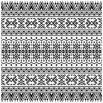 Ikat ethnic pattern vector in black and white color Illustrazione stock
