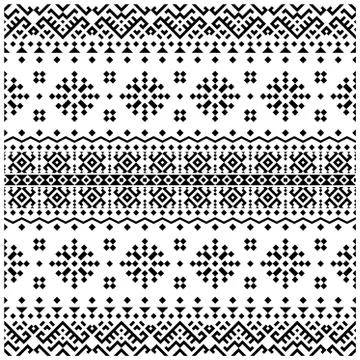 Ikat ethnic pattern vector in black and white color Stock Illustration