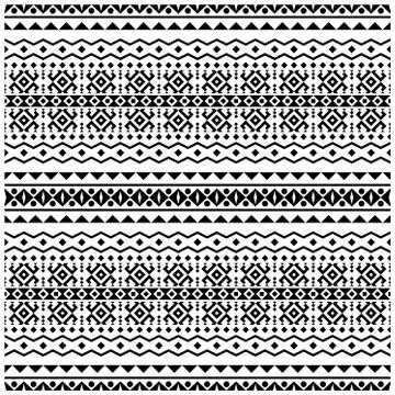 Ikat ethnic pattern vector in black and white color Stock Illustration