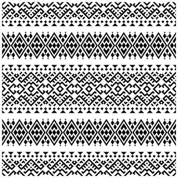 Ikat ethnic pattern vector in black and white color. Seamless Ethnic pattern Stock Illustration