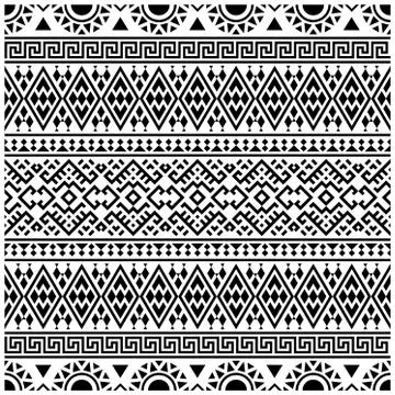 Ikat ethnic pattern vector in black and white color. Seamless Ethnic pattern Stock Illustration