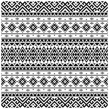 Ikat ethnic pattern vector in black and white color. Seamless Ethnic pattern Stock Illustration