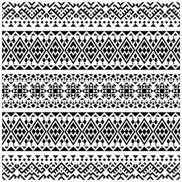 Ikat ethnic pattern vector in black and white color. Seamless Ethnic pattern Stock Illustration