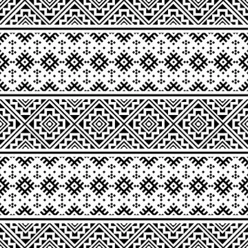 Ikat ethnic pattern vector in black and white color Stock Illustration