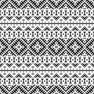 Ikat ethnic pattern vector in black and white color Stock Illustration