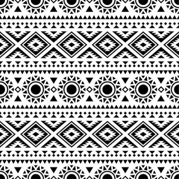 Ikat ethnic pattern vector in black and white color Stock Illustration
