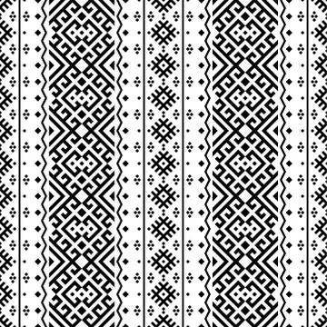 Ikat ethnic pattern vector in black and white color Illustrazione stock