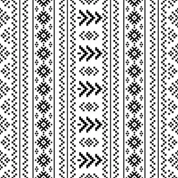 Ikat ethnic pattern vector in black and white color Stock Illustration