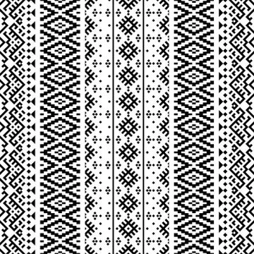 Ikat ethnic pattern vector in black and white color Stock Illustration
