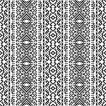 Ikat ethnic pattern vector in black and white color Stock Illustration