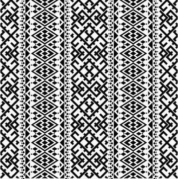 Ikat ethnic pattern vector in black and white color Stock Illustration