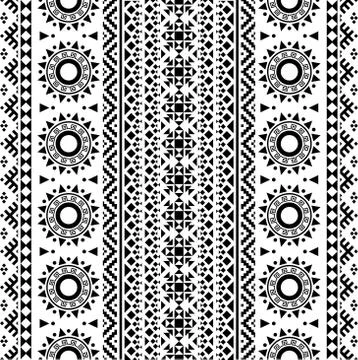 Ikat ethnic pattern vector in black and white color Stock Illustration