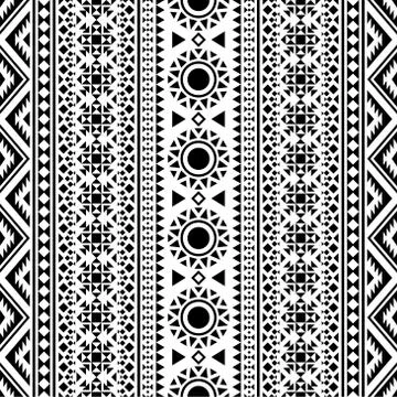 Ikat ethnic pattern vector in black and white color Stock Illustration