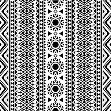 Ikat ethnic pattern vector in black and white color Stock Illustration