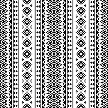 Ikat ethnic pattern vector in black and white color Stock Illustration