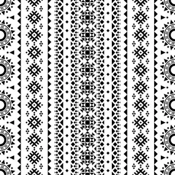 Ikat ethnic pattern vector in black and white color Stock Illustration
